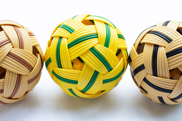 Rattan balls on white background.