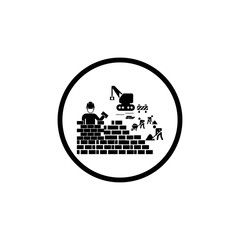 creative construction icon in circle