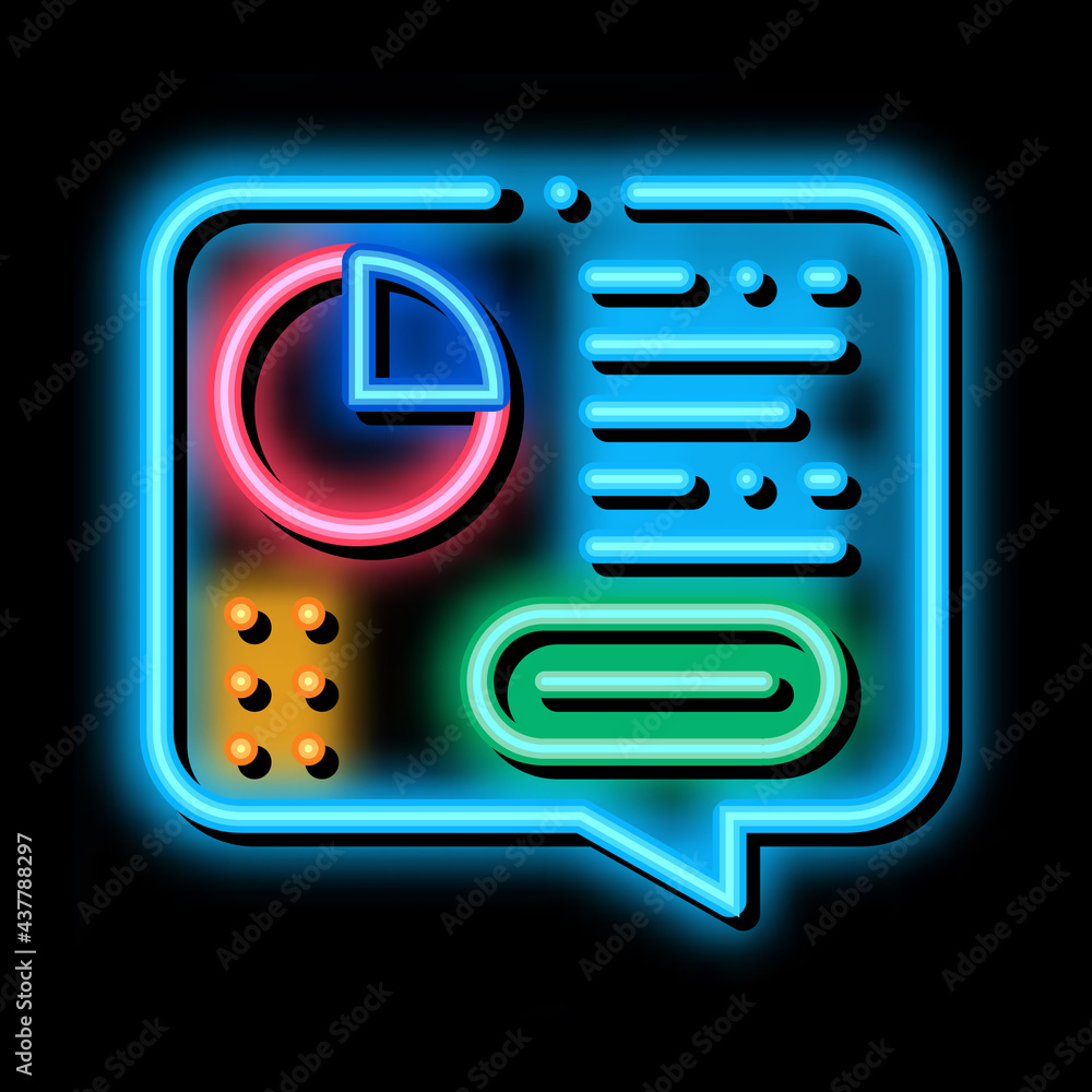 Aufkleber statistician report spoken neon light sign vector. glowing bright icon statistician analytics with d