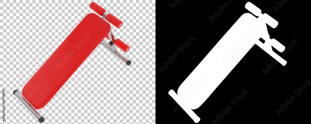Poster decline bench press isolated on background with mask. 3d rendering - illustration