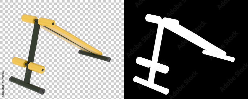 Poster decline bench press isolated on background with mask. 3d rendering - illustration