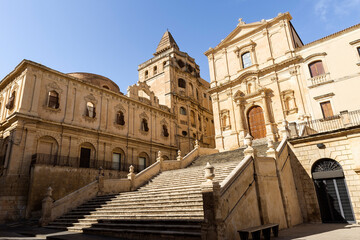 Fototapeta na wymiar Front View of Church of San Francesco d’Assisi alla’Immacolata in Noto, Province of Syracuse, Sicily, Italy.