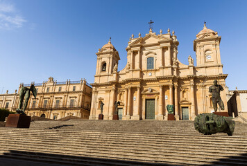 Beautiful Sights of The Cathedral Basilica of San Nicolo in Noto, Province of Syracuse, Sicily, Italy.