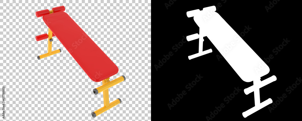Poster decline bench press isolated on background with mask. 3d rendering - illustration