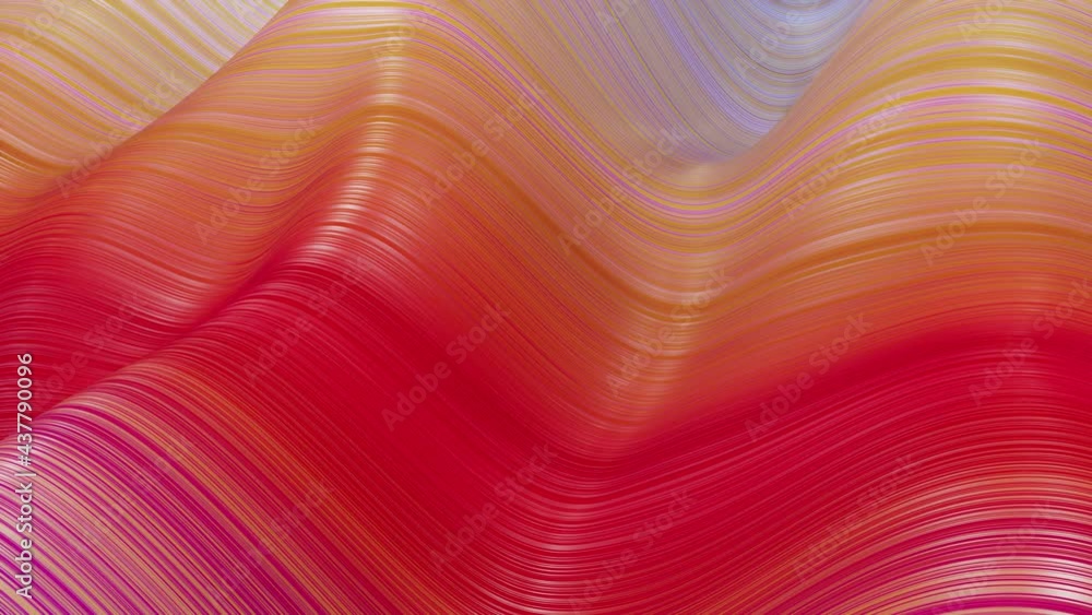 Poster smooth animation. beautiful abstract background of waves on surface, red yellow color gradients, ext
