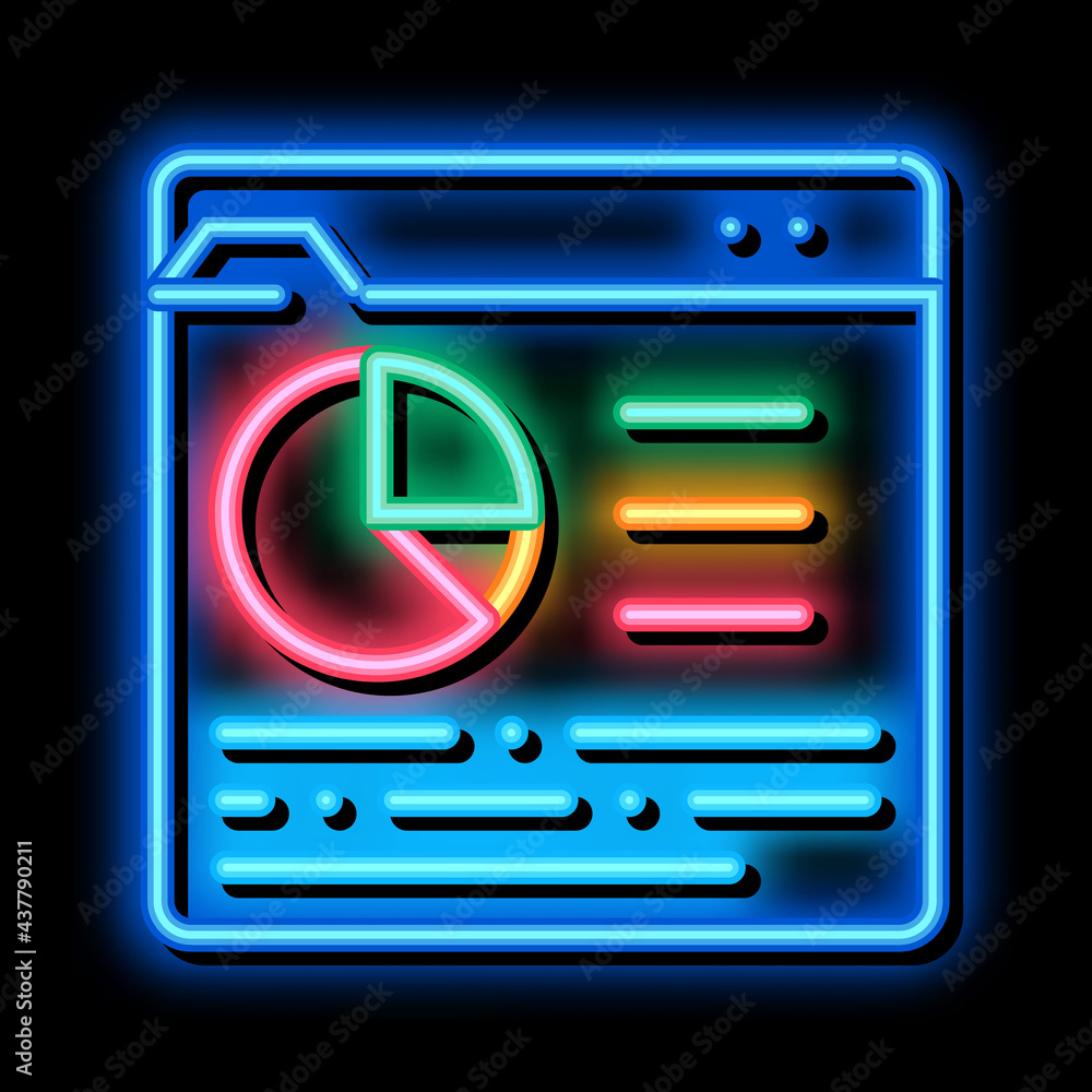 Poster online statistician analysis neon light sign vector. glowing bright icon statistician analytics inte