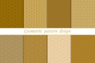  Set of gold geometric seamless pattern design modern. Luxury  background with golden line for,decorative,carpet,wallpaper,clothing,wrapping,batik