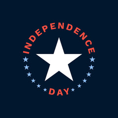Independence Day Emblem Logo. 4th of July American Independence Day Badge Logo. Vector Design Element for 4th July on Blue Background. Square Banner for Social Media Post.