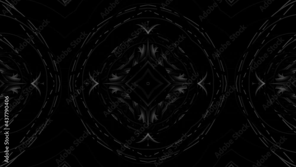 Poster abstract symmetrical composition, 3d elements light up like bulbs with multicolor neon light. looped