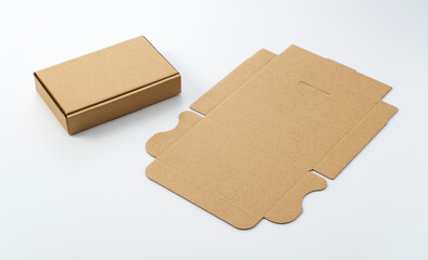 Cardboard box on white background.