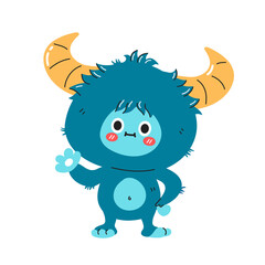 Cute funny yeti monster character. Vector hand drawn cartoon kawaii character illustration icon. Isolated on white background. Yeti, Bigfoot baby cartoon character concept