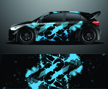 Rally Car Decal Graphic Wrap Vector, Abstract Background