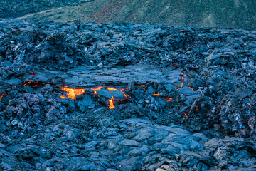 Iceland Volcano Volcanic Eruption with lava at Fagradalsfjall, Reykjanes Peninsula