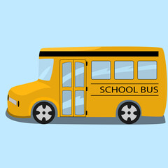 Vector Illustration of Model Bus School and Blue Color Background.
