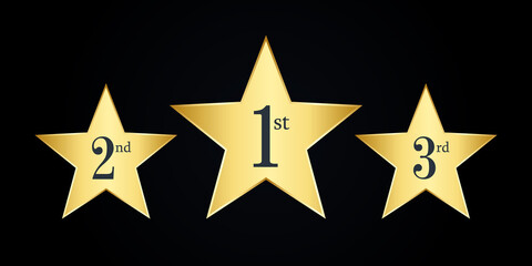 1st 2nd 3rd awards. Gold star set - vector