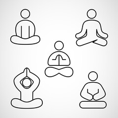 Meditation practice and Human Yoga Lotus Position line icon, logo vector illustration design symbol.