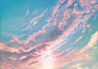彩雲の風景イラスト Wall Mural Wallpaper Murals Gelatin