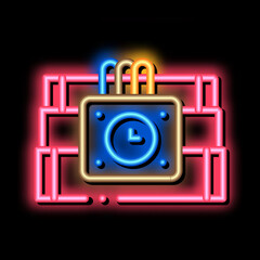 Dynamite Tool neon light sign vector. Glowing bright icon Dynamite Tool sign. transparent symbol illustration