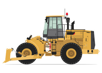 Bulldozzer Isolated Detailed Vector Illustration Sideview, Heavy Equipment, Construction Vehicles, Machinery
