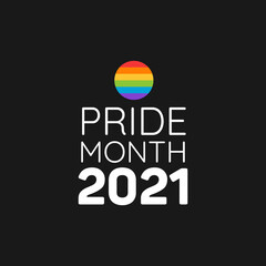 LGBT Pride Month 2021. Pride day rainbow abstract logo. Human rights and tolerance. Vector illustration isolated on black background.