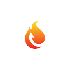 Vector fire and arrow up logo combination. Flame and growth symbol or icon. Unique torch and upload logotype design template.