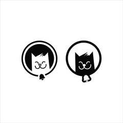 Pet Shop Logo Veterinary Vector Illustration Cute Smiling Cat Face Cartoon Template