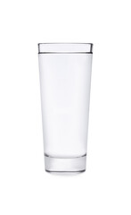 Elegant glass of water on white background