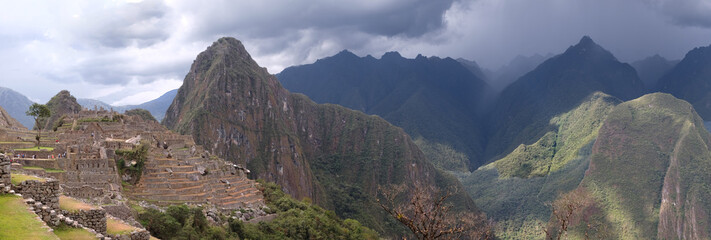 Panorama of the Lost City of the Incas, Machu Picchu, with a Storm Approaching