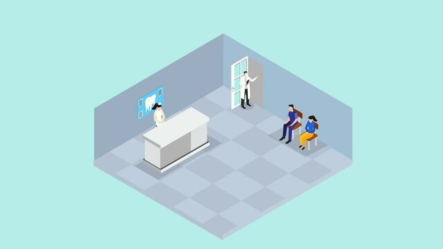 Two people queuing in the dental clinic
