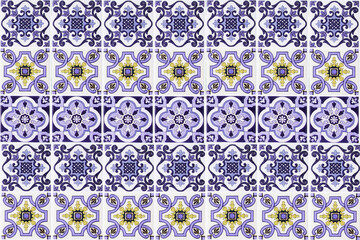 The wall or the floor are decorated with colorful of tiles, Colorful vintage ceramic tiles wall decoration, tiles background. moroccan tile pattern background.