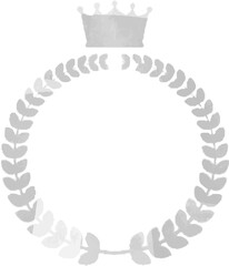 Obraz premium Uneven color Round frame of Silver laurel and crown