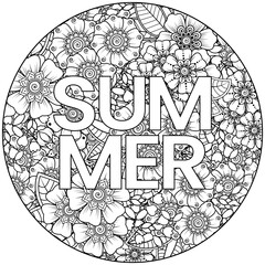 Mehndi flower for henna, mehndi, tattoo, decoration. decorative ornament in ethnic oriental style. doodle ornament. outline hand draw illustration. coloring book page.