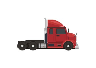 Hooded container truck head simple illustration, side view.