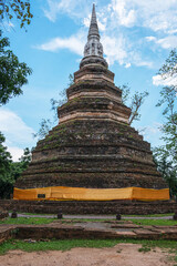 Wat Chedi Luang. THAILAND-MAY 3,2021:Chiang Saen City Temple.Chedi Luang Temple of CHIANGSAEN  in CHIANGRAI at THAILAND.