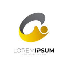 People logo with letter C design template, charity icon