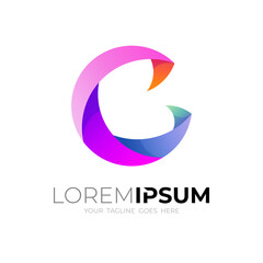 Simple letter C logo with colorful design