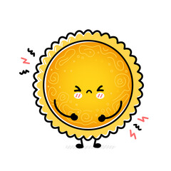 Cute funny sad Sun. Vector hand drawn cartoon kawaii character illustration icon. Isolated on white background. Sun mascot character concept