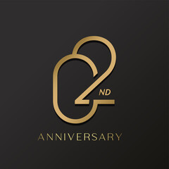 2nd anniversary celebration logotype with simple elegant number gold color