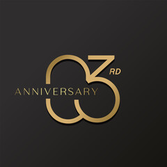 3rd anniversary celebration logotype with simple elegant number gold color
