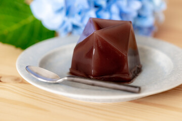 水羊羹と紫陽花のおやつ時間