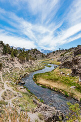 Sunny landscape around the Hot Creek Geological Site