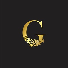 Golden Luxury Letter G Logo Icon. Vector design ornate with elegant decorative style.