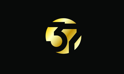 37 Circle Gold Negative Space Number