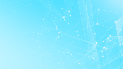 Abstract blue white polygon tech network with connect technology background. Abstract dots and lines texture background. 3d rendering.