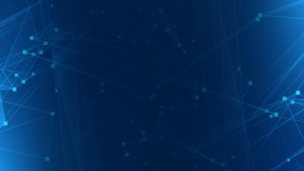 Abstract blue polygon tech network with connect technology background. Abstract dots and lines texture background. 3d rendering.
