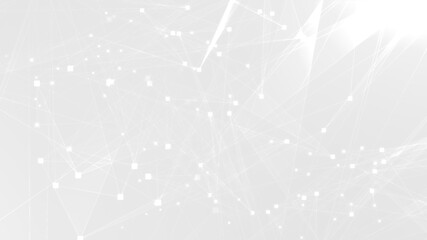 Abstract white gray polygon tech network with connect technology background. Abstract dots and lines texture background. 3d rendering.