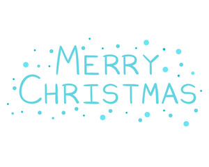 Vector illustration of a merry christmas. Blue lettering. Isolated on white background
