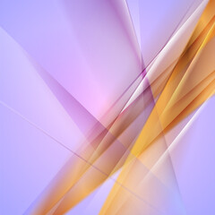 Violet and golden smooth stripes abstract tech background. Modern glossy vector design