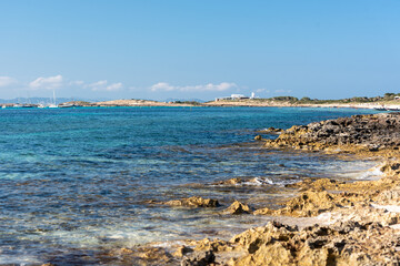 Beaches of the Island of Formentera in the Balearic Islands in Spain.