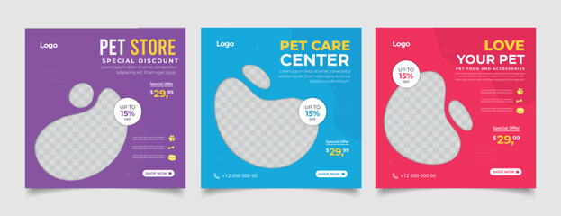 Pet shop banner for social media instagram post template